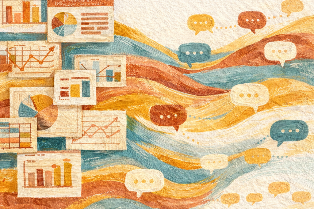 Illustration of conversation flows replacing menu hierarchies